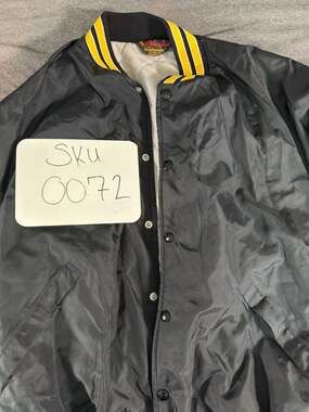 Vintage Pla-Jac by Dunbrooke Black & Yellow Quilted Satin Bomber Jacket XL 48-50